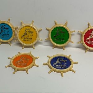 VINTAGE USS set of 6 Coasters Alabama Battleship Mobile, Alabama Colorful